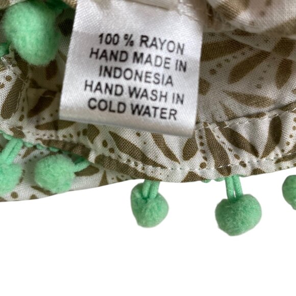 Skemo Cover Up Dress | S | Tan White | Tasseled Crochet Beaded | Beachy Resort - Picture 4 of 13